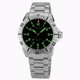 Epoch Acciaio Waterproof 100m Tritium Gas Tubi Luminious Sport Quartz Orologio T200112 261F