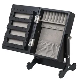 Kleiner Spiegelschmuckschrank Organizer Armoire Storage Box Arbeitsplatte mit Ständer schwarz