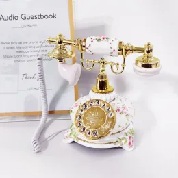 Telefony Audio Guest Book Telefon Wedding Vintage and Retro Style Audio Book, Black Rotary Telefon na spotkanie weselne