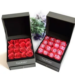 valentines day square drawer creative jewelry necklace box wooden double wool everlasting flower gift box8562056