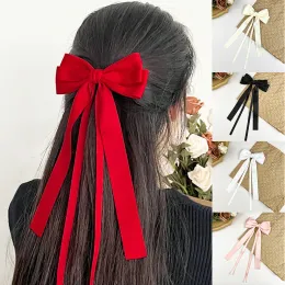 Clip per capelli a nastro di prua in raso Girls Porta coda di cavallo dolce Colore solido Bowknot Clip top clip bowknot Hairpin Hair Accessori per capelli