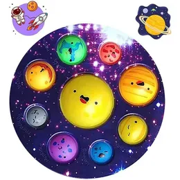 Toy de descompressão oito planetas empurram brinquedos de bolha de bolhas para adultos para aliviar o estresse Squeeze Brinquedos para resistência ao estresse Popit Squeeze Squeeze Childrens Presentes de brinquedo WX