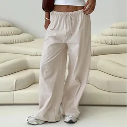 Pantaloni da donna Combhasaki gamba larga larga stampa a strisce casual a strisce elastico a bassa vita bassa robusti di streetwear