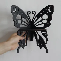 Candle Holders One Piece Butterfly Candlestick Right Angle Corner Hanging Decoration Wooden Black Simple Assembly