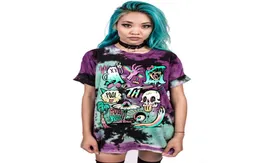 Women039s TShirt Short Sleeve Color Print Tops Halloween Costume Spoof Alien Print Top Clothing 2018 Fashion Tshirt streetwea7028540