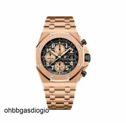 Audemar Pigue Watch Royal Oak Swiss 기계식 APF 공장 Offshore 26470or OO.1000or.03 크로노 그래프 로즈 골드 RJ