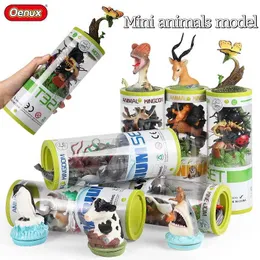 Other Toys Oenux Zoo Animal Model Lion Shark Bee T-REX Penguin Bull Horse Mother Chicken Action Character Cute Education Mini Game Set Childrens Toy Gifts s245176320