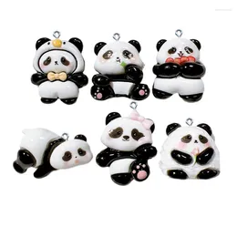 Charms 10pcs Kawaii Fruit Panda Resina para jóias Fazendo colar de colar de brejão Acessórios Diy Pingents Decor