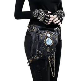 Unisex steampunk torba parowa punkowa retro rock gotycka gotycka torby na ramię paczki pakiety wiktoriańskie torby łańcuchowe zrzucają nogę do kabury na nogę 240515