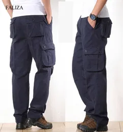 Faliza Men039s Spodnie towarowe Multi Pockets Style Wojskowe spodnie taktyczne bawełniane men039s proste swobodne spodnie dla M1530388