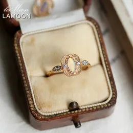 Lamoon vintage luksusowe pierścienie opalowe dla kobiety synteza Opal 925 Sterling Silver K Gold Plated Oct Stone Brithday Prezent RI193 240515
