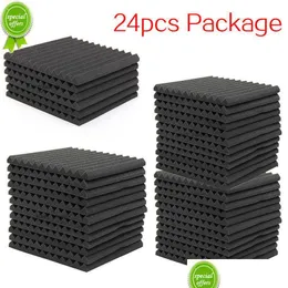 Other Home Appliances New 24Pcs 300X300X25Mm Studio Acoustic Foam Soundproofing Panel Sound Proof Insation Absorption Treatment Wall P Dh7Z3
