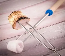 24 Saat Paslanmaz Çelik Barbekü Marshmallow Kavurma Çubukları Uzatma Kavurucu Teleskoping Yemek Çıkarma Barbecue T04132732945