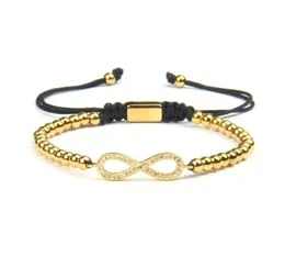 Forever Love Infinity Bracelet Gold and Silver CZ Beads Bracelet 4mmステンレススチールジュエリーカップル用9071854