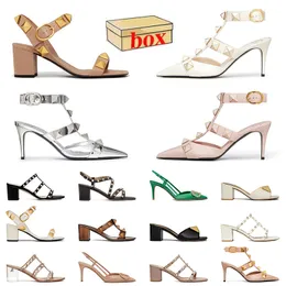 2024 New Fashion High Heels Slingback Sandals berühmte Designerinnen Frauen sexy Plattform Lederabsatz Folien Lady Manual Gewohnte Luxuskeile Pumpen mit Schachtelschuhen