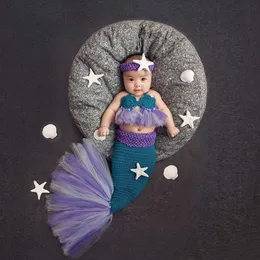 Purple Baby Photography Costume Birthday Regalo di compleanno Punteggi Mermaid Suit L2405