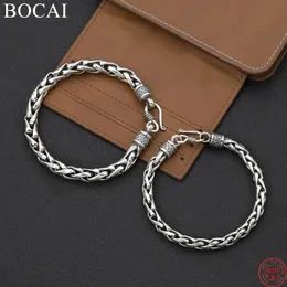 Bracciale Serling Sier Sterling Bocai Adatto per la moda maschile 6 mm 8 mm a catena tessuta gioielli fatti a mano 240513