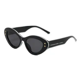 Sonnenbrille 2024 Cat Eye Sonnenbrille für Männer und Frauen klassischer Großmeister T3007 mit Gold-, Schwarz- und Silberharzrahmen