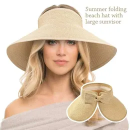 ワイドブリム帽子バケツ帽子新しいレディースロールアップ太陽傘ワイドブリムハット夏の折りたたみ式パッケージUV保護帽はビーチトラベルハットB240516に適しています