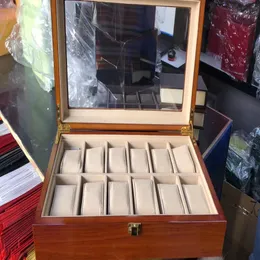 12 Slots Wrist Watch Case Box Storage Box com capa Jóias Showcase Relógios Organizador do suporte de exibição 231p
