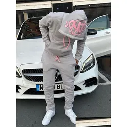 Damen Hoodies Sweatshirts Synahrorld Übergroße zweiteilige Set Y2K Frauen Streetwear Casual Hoodie Sweatshirt Tracksuit Syna World Men Dhus2