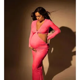 2023 Новое с длинным рукавом Bodycon Maternity Maxi Etenty Dress Идеальное малыш душ беременность Эластичное платье для фотосессий