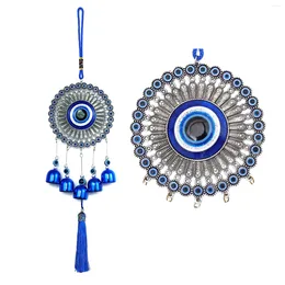 Dekorative Figuren Bwinka Blau Evil Eye Hanging Dekoration Ornament Metall Wind Glockenspiele für Hausgarten Geschenk