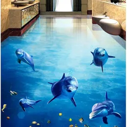 Papéis de parede personalizados qualquer tamanho de cortina 3D Blackout Shade Janela Cortinas Dolphins Dance Underwater World World Bathroom Living Floor Pintura