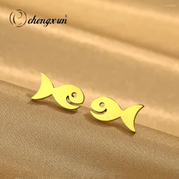 Kolczyki stadniskie Chengxun Fish Fisch Ohrringe Schmuck Stali Film Steel Animal Jewelry dla kobiet dziewczęta