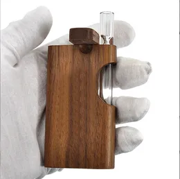 New Dugout wooden box side open design walnut transparent smoke pipe set Wood factory direct sales