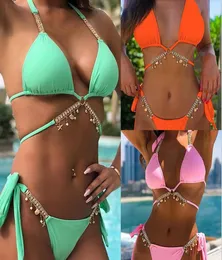 Swimwear femminile 2022 Metal Chain Femmina femmina di lussuoso cambio di nuoto aristocratico Reno femminile Bikini Bikini Diamond Crystal Diamond Set6945445