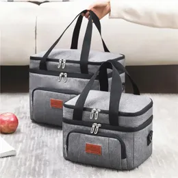 Wielofunkcyjne podwójne warstwy torby na lunch w torbie dla kobiet mężczyźni duża pojemność piknikowa z paskiem na ramię 240521