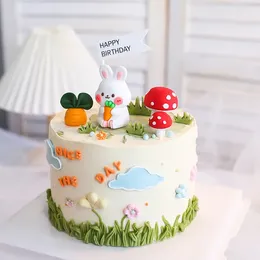 Party Supplies Birthady Diy Cake Ornament Cartoon Morot Soft Plastic Doll Cute Forest Animal Mushroom Decoration