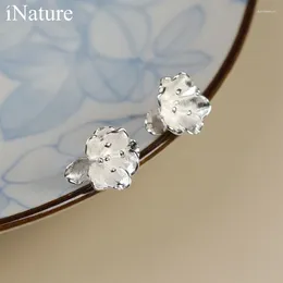 Brincos de garanhão inatura 925 prata esterlina Flor de begônia fresca para mulheres Acessórios de jóias de moda