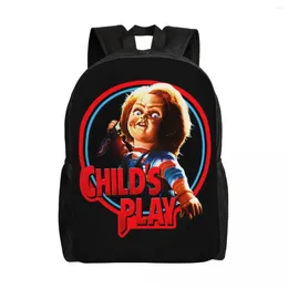 Sırt Çantası Çocuk Oyunu Chucky Sırt Çantaları Erkek Kızlar Korku Film Okulu Kolej Seyahat Çantaları Erkek Kadın Bookbag 15 inç Dizüstü Bilgisayara Uygun