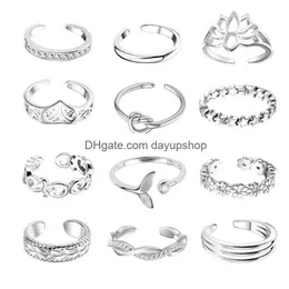 Solitaire Ring 1Alloy Toe Set Women Open Beach Foot Accessoires Fashion Schmuck Drop Lieferung OTOH5