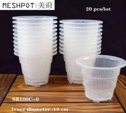 20 pcs lot Meshpot 10cm Clear Plastic Orchid Cactus Pots Succulent Planter With Holes Air Pruning Function Root Growth Slots 21044867038