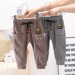 Брюки ienens мальчики свободные брюки дошкольные повседневные брюки детские хлопок большой карманный дно 1 2 и 3 года.
