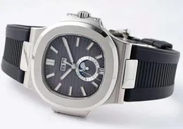 Zegarki męskie automatyczne cal.324 Zegarek Mężczyźni biały szary niebieski tarcza księżyca Faza 5726 Rezerwa Power Ppfactory ETA 324S gumowy pasek 40,5 mm zegarki na rękę