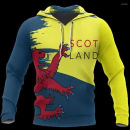 Męskie z kapturem męskie nadruk 3D Szkocja Lion malarstwo harajuku pullover unisex hood bluzy kurtka hip-hop dla kobiet streetwear plus size