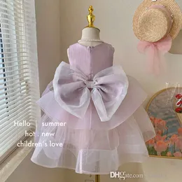 Abiti da bambina carino vestito da principessa per bambini abbigliamento compleanno matrimonio mesh cotone chiffon gonna senza maniche abiti da festa soffice per estate