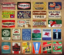 Chefe de Gasolina Poster vintage Mobil Castrol GTX Motor Oil Sinais de metal de parede Adesivos de parede Decoração de garagem de garagem Placa YI0869332308