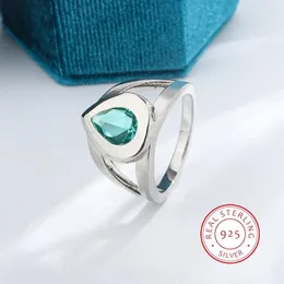 Anelli a grappolo di alta qualità grande pietra verde 925 anello d'argento per donne feste di matrimonio regalo di fidanzamento di lusso zircone femmina