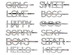 12 PCSSet Sweet Girls Bangs Word Clip Shiny Letter Othestone Hairpin Set Women Accessose Accessesies 2688494