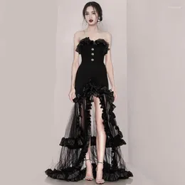 Party Dresses Formal Evening Strapless Dress For Women Original Dinner High End With Irregular Split Fork Trailing Banquet