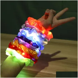 Saç Aksesuarları Kızlar Led Aydınlık Scrunchies Saç Bandı At kuyruğu Tutucu Tutucu Elastik Bantlar Düz Renkler 20 PCS DRAP TESLİM ÜRÜNÜ DHVDC