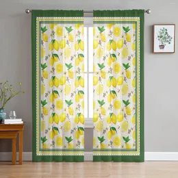 Cortina de cortina de verão idílico frutas de limão verde pura cortinas para a decoração de sala de estar janela de cozinha tule bondanza