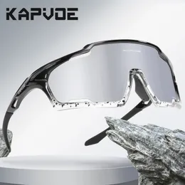 Kapvoe Pochromic Cycling Glasses Cycling Sunglasses UV400Sports Goggles Bicycle Eyewear MTB Sunglasses Outdoor Bike Equipment 240508