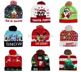 Led Funny Christmas Hat Nowator Lightup Kolorowa stylowa czapka czapki Knitted Xmas Party DD1788816