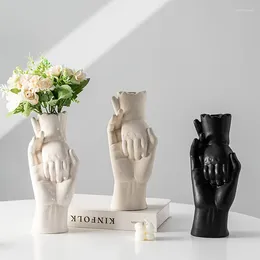 Vaser keramiska vas kreativa kroppshandtag skulptur skaka hand konstnärliga blommor arrangemang terrarium hem dekoration tillbehör